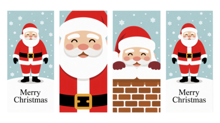 Festive Santa Claus characters wishing Merry Christmas, joyous holiday season