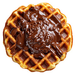 Waffle topped with smooth dark chocolate spread