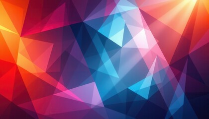 Obraz premium Colorful Abstract Geometric Background with Triangular Shapes and Bright Gradient for Modern Design Projects