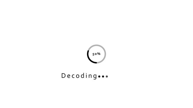 White background loading circle with 30 percent decoding progress and text percentage