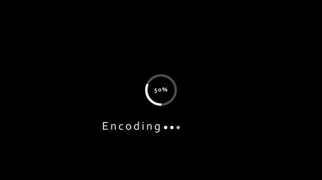 Black background loading circle with 30 percent encoding progress and text percentage
