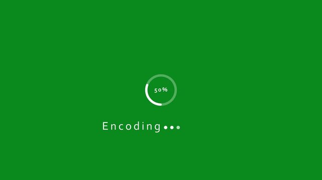 Green background loading circle with 30 percent encoding progress and text percentage