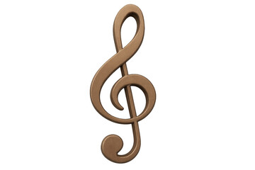 Fototapeta premium Standing gold treble clef symbol representing music, sound, melody, and artistic composition on a transparent background