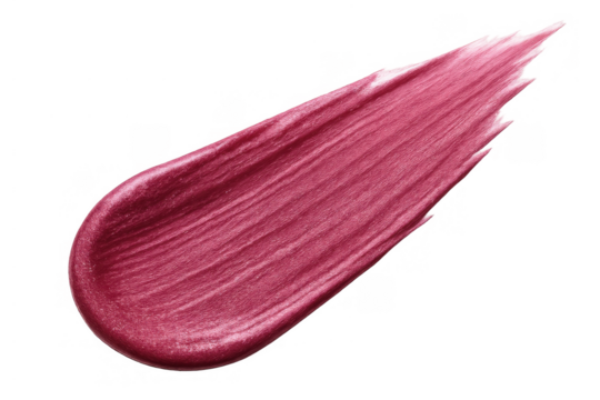 Pink lipstick smear with shimmering texture, presenting a cosmetic swatch for beauty and makeup applications on a transparent background