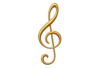 Obraz premium Golden treble clef musical symbol representing harmony, melody, and rhythm, ideal for classical music concepts on transparent background