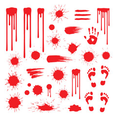 Red and black grunge ink paint art splash set for love heart symbol illustration