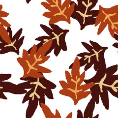 Autumn leaves pattern falling oak leaves in warm colors seasonal nature design