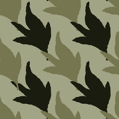 Green camouflage pattern with leaf shapes nature inspired army design for outdoor gear