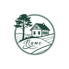Design a personalized logo with a charming house and tree for your brand or family emblem creation today online