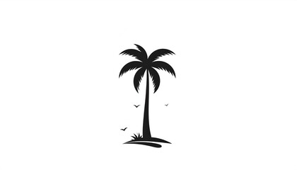 Minimalist Palm Tree Silhouette for Tropical Island Getaway.