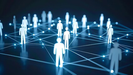 Network connections and social media concept with glowing figures - Powered by Adobe