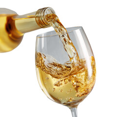 Pouring white wine into a glass on a black background