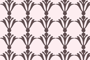Seamless pattern of stylized pink floral motifs on a light pink background, creating a delicate and feminine design