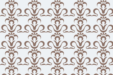 Elegant floral pattern with a repeating motif in muted blue, , creating a seamless design