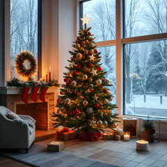 christmas tree in the living room