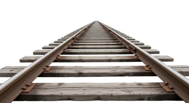 Train tracks perspective transparent background cutout png