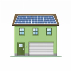 Fototapeta premium Eco-friendly house with solar panels on roof, renewable energy