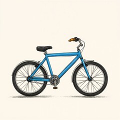Fototapeta premium Blue bicycle hand-drawn illustration on a clean plain background