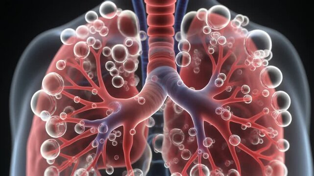 Microscopic illustration of human blood cells and a 3d rendered brain showing biology and medical science