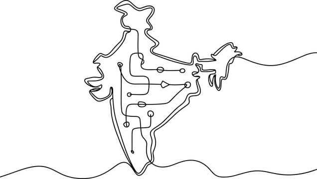 India map outline with circuit board elements country