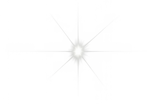 Bright lens flare effect creating a star glow on transparent background showing abstract optical illumination