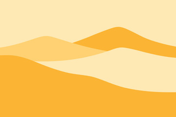 Minimal Desert Landscape with Sand Dunes and Warm Flat Color Composition