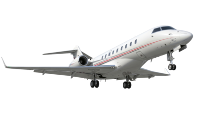 Private jet aircraft takeoff transparent background cutout png