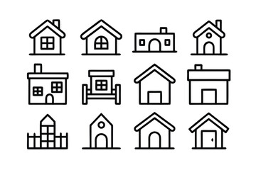 Fototapeta premium Assortment of Simple House and Building Icons in Outline Style home architecture