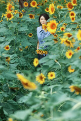 The girl in the sunflower garden