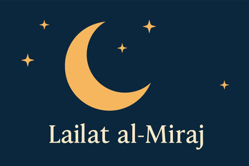 Minimal Elegant Lailatul Miraj Design with Crescent Moon and Spiritual Islamic Motifs