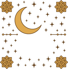 Clean Square Vintage Doodle Frame for Eid with Artistic Hand-Drawn Patterns