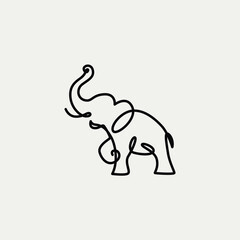 Elephant one line drawing. Elephant single line illustration. Elephant minimalist line art. Elephant vector art