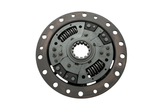 Automotive clutch pressure plate assembly isolated on transparent background