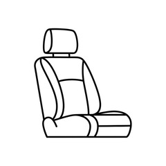 Car Seat Line Art – Vector Illustration of Automotive Interior Seat with Headrest