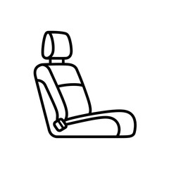 Car Seat Line Art – Vector Illustration of Automotive Interior Seat with Headrest