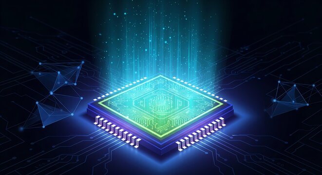 Brilliant futuristic circuit board pulses with vibrant digital data streams and glowing connections