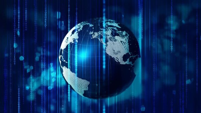 Digital earth globe with binary code technology and global connectivity