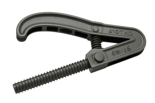 Heavy duty c clamp with threaded screw isolated on transparent background