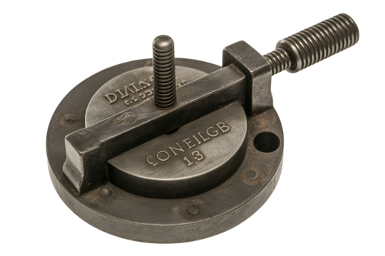 Vintage metal pipe bending tool for plumbing and fabrication isolated on transparent background