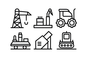 Naklejka premium Construction and Industrial Equipment Outline Icons Set Keywords: construction, industrial, equipment, icon, outline, symbol, design, graphic