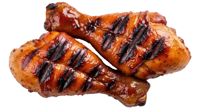 Grilled chicken drumsticks transparent background cutout png