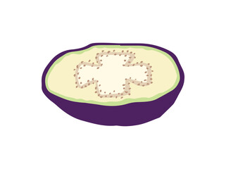 Purple Eggplant Vegetable Slice Illustration
