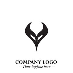 Head of Vampire Logo Symbol in Black on the White Background with Gothic Horror Vector Design