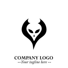 Head of Vampire Logo Symbol in Black on the White Background with Gothic Horror Vector Design