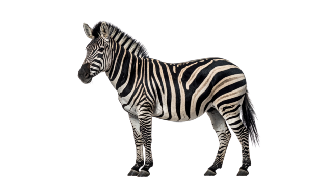 Zebra standing isolated on white background PNG