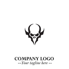 Head of Vampire Logo Symbol in Black on the White Background with Gothic Horror Vector Design
