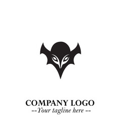 Head of Vampire Logo Symbol in Black on the White Background with Gothic Horror Vector Design