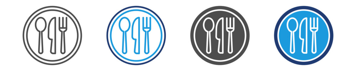 cutlery icon set multiple style
