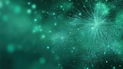 Fototapeta premium Vibrant New Year 2029 Celebration With Colorful Fireworks Bursting Over Emerald Green Night Sky