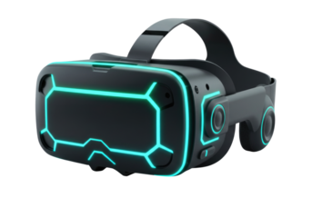 Futuristic vr headset with neon accents transparent background cutout png